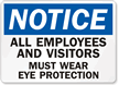 Notice All Must Wear Eye Protection Sign