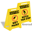 Caution Wet Paint/Watch Your Step Reversible Floor Sign