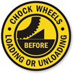 Chock Wheels Before Loading Or Unloading Floor Sign