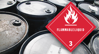 DOT Hazardous Materials labels adhere well to drums.
