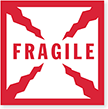 This traditional fragile labels shows the cracked glass symbol that is universally understood. This are our most popular fragile shipping labels.